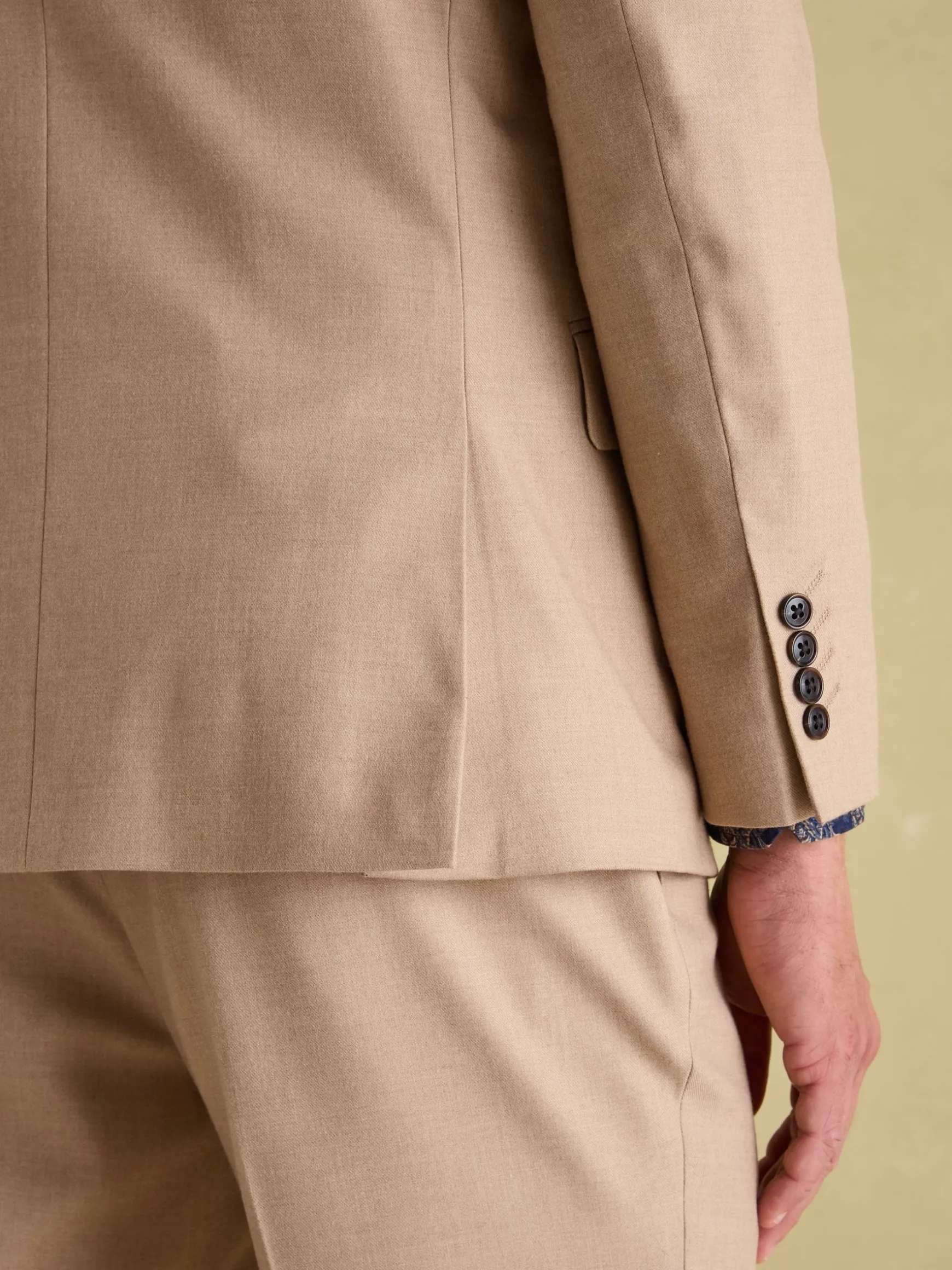 Tan Brown Slim Fit Flannel Suit Jacket