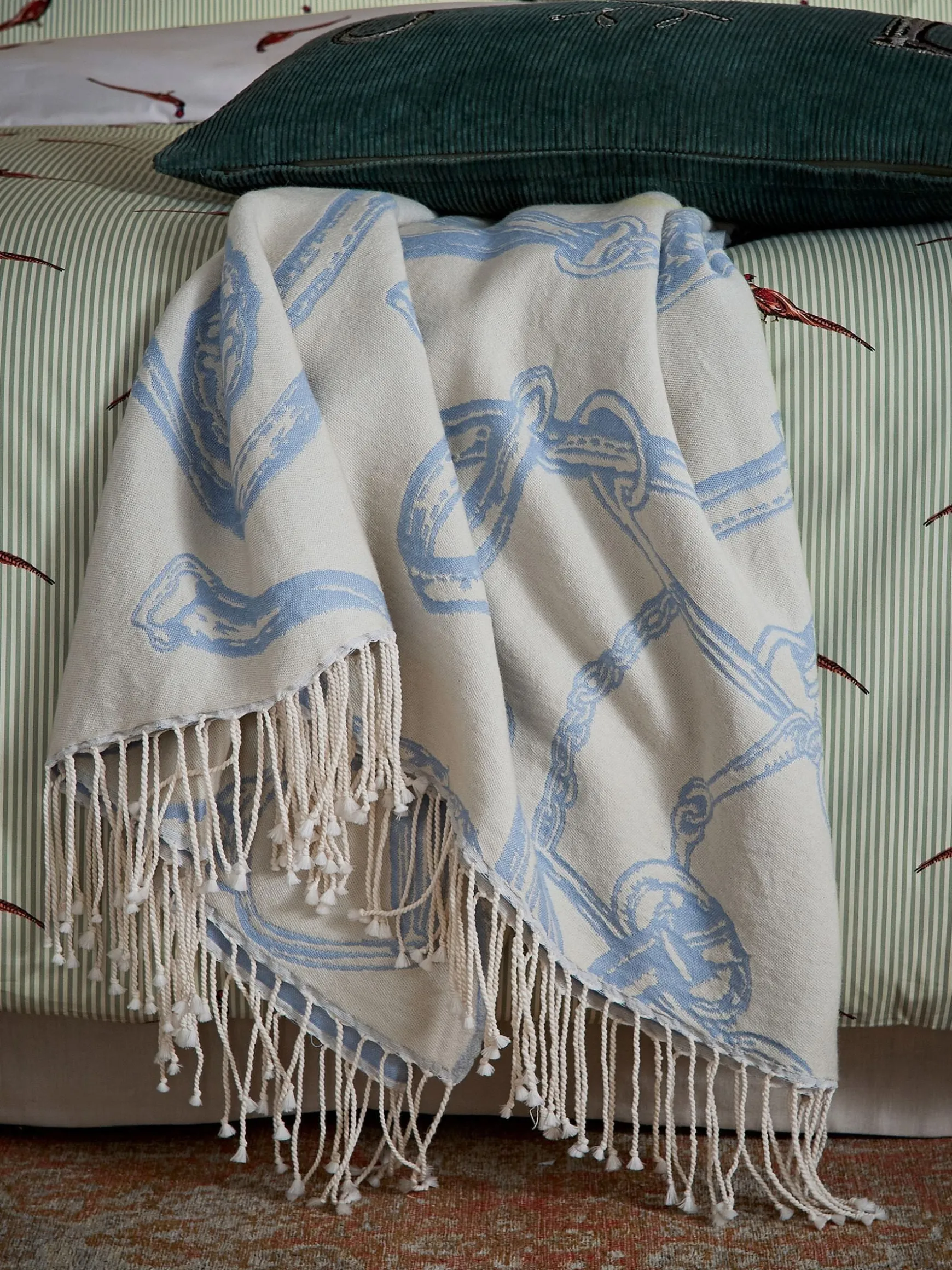 The Pheasant Green 100% Cotton Pheasant Bedding Set