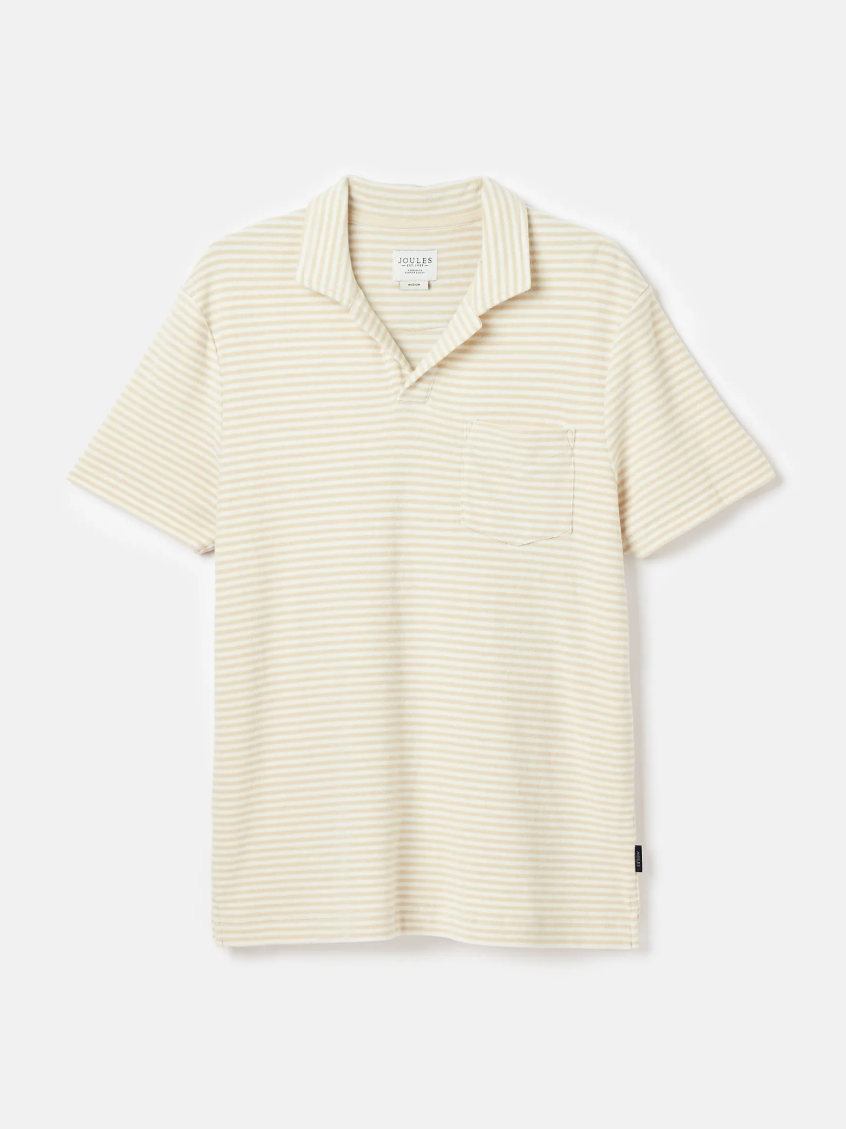 Towelling Cream Striped Polo Shirt