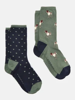 Women's Everyday Green/Navy 2 Pack Socks (size 4-8)