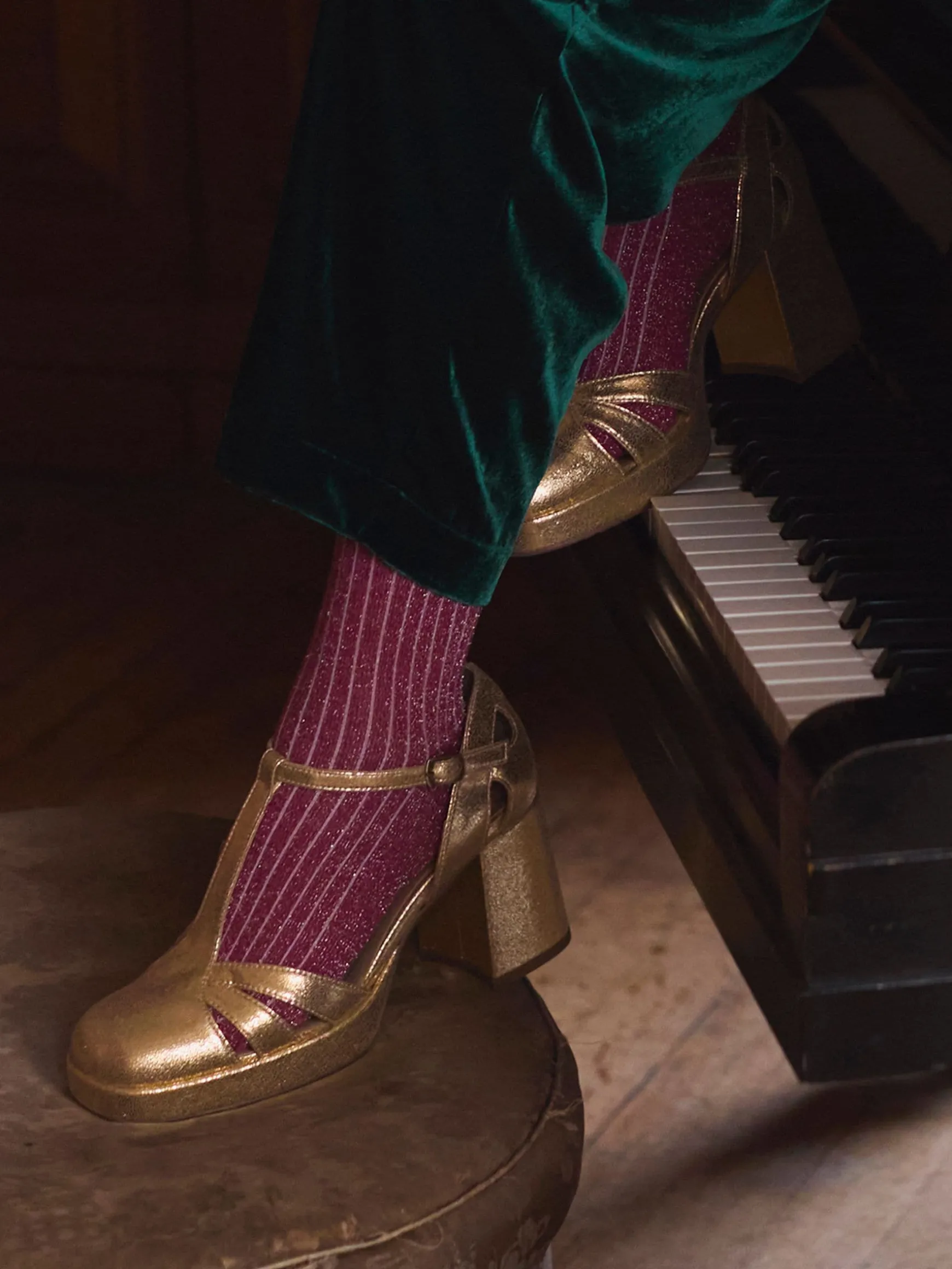 Women's Freya Navy Glitter Socks