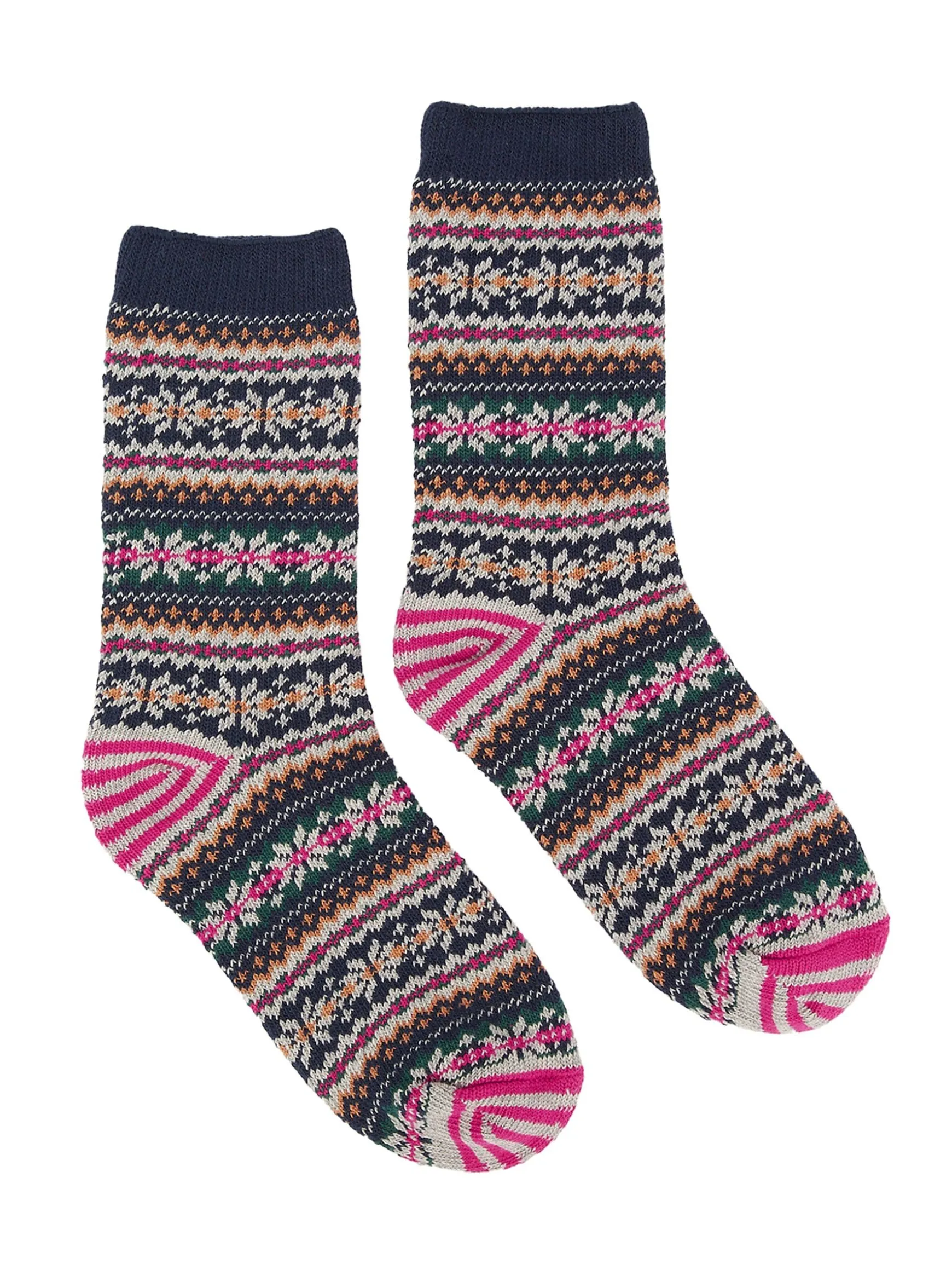 Women's Lucille Navy Fairisle Pattern Socks